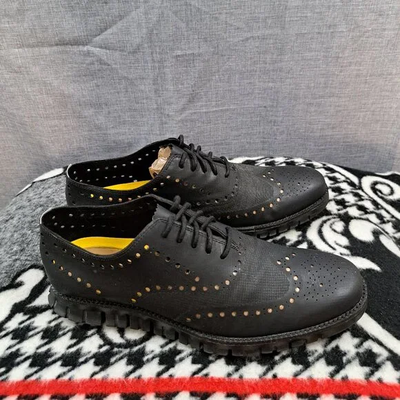 Cole Haan Zerogrand No Stitch Wingtip Oxford - C12973 Black Men's Size 10M